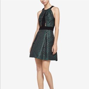 BCBGeneration Metallic Jacquard Fit & Flare Dress